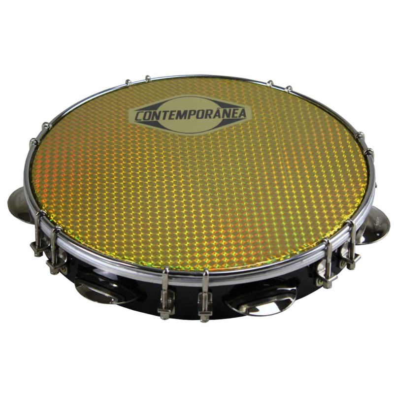 Pandeiro 10" formica noir - peau prismatique or - Pro